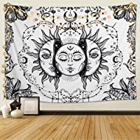 Los mejores  - Dremisland Tapiz de Pared Sol y Luna Tapiz Psicodélico Burning Sun Colgar en la Pared Tapiz Blanco y Negro Mandala Indio…